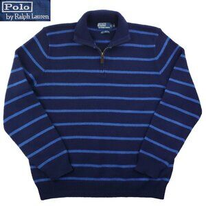 Polo Ralph Lauren Vintage Sweater 100% Lambs Wool Italian 1/4 Zip Men's XL